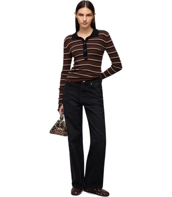 26FW 가니 폴로 티셔츠 A1170004 999 S Brown - GANNI