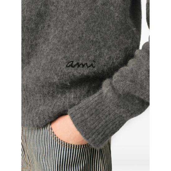 26FW 아미 알파카 아미 롱 슬리브 폴로 스웨터 HPL405 KN0021 A189 GREY - AMI