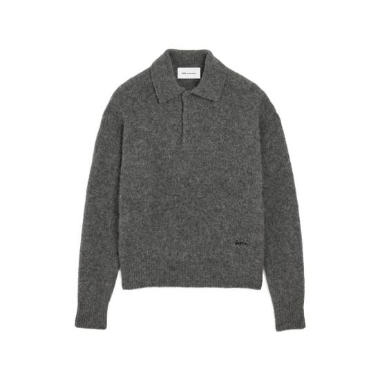 26FW 아미 알파카 아미 롱 슬리브 폴로 스웨터 HPL405 KN0021 A189 GREY