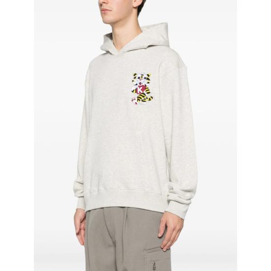 26SS 겐조 와일드 타이거 엠브로이더드 후드 티셔츠 FG55HO2044MJ 93 GREY - KENZO