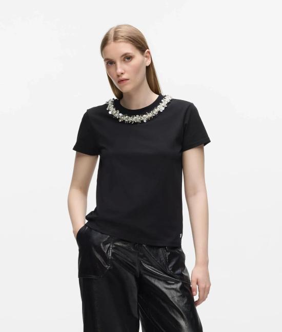 26FW 칼라거펠트 반팔 티셔츠 B4W17037 999 BLACK - KARL LAGERFELD