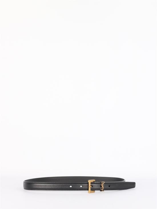 26FW 생로랑 카산드라 씬 스퀘어 버클 벨트 554465 BLACK