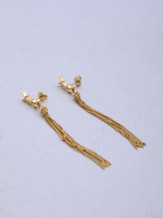 26FW 생로랑 메탈 카산드라 태슬 이어링 803195 GOLD