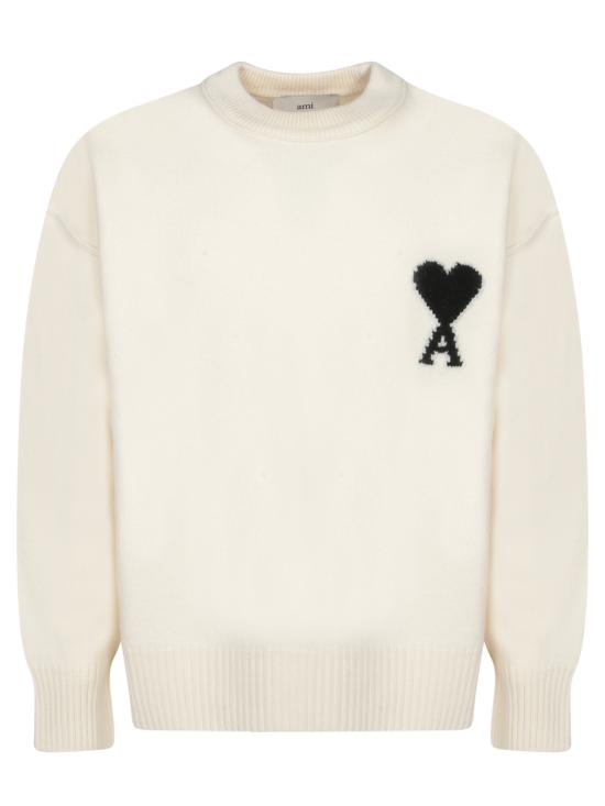 27FW 아미 빅 하트 울 크루넥 스웨터 UKS838 018 151 White