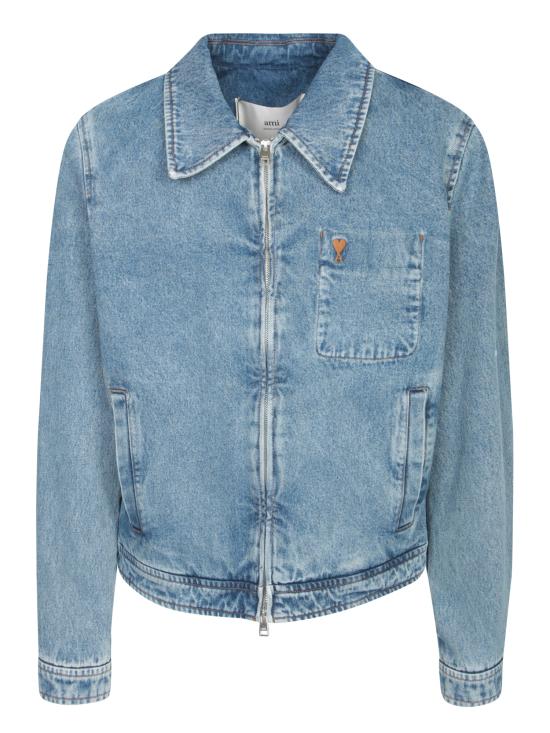 27FW 아미 스몰 하트 로고 코튼 지퍼 자켓 HJK835 DE0046 480 Blue