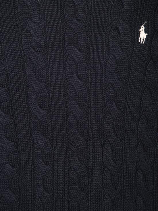 27FW 폴로 랄프로렌 로고 자수 케이블 니트 스웨터 710775885 555 Blue - POLO RALPH LAUREN