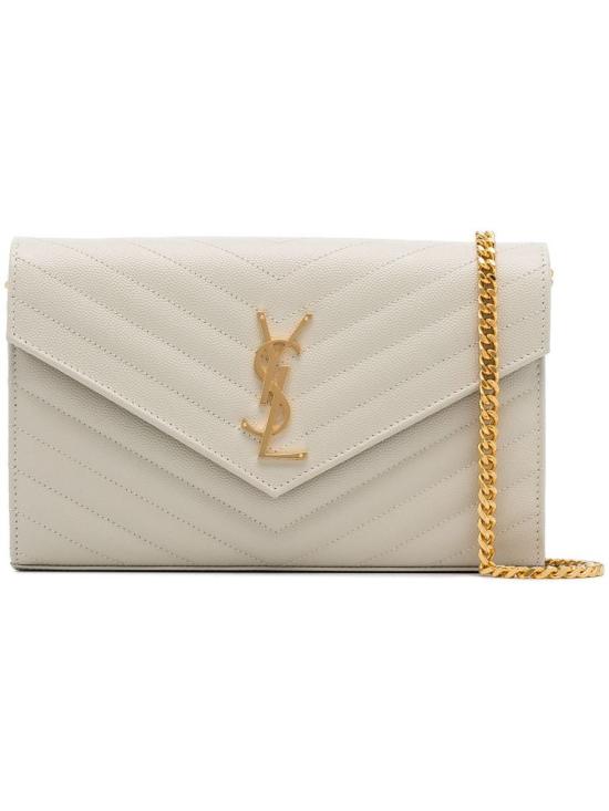 26FW 생로랑 레더 카산드라 체인 월렛 377828BOW01 9207 BIANCO