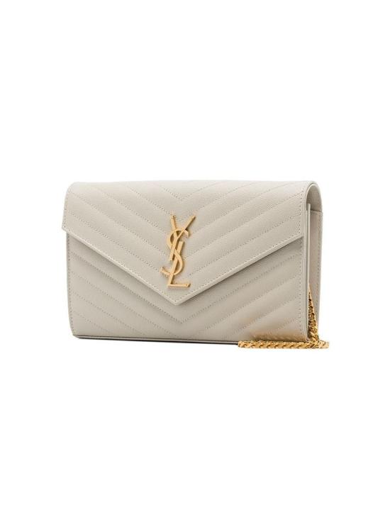 26FW 생로랑 레더 카산드라 체인 월렛 377828BOW01 9207 BIANCO - SAINT LAURENT