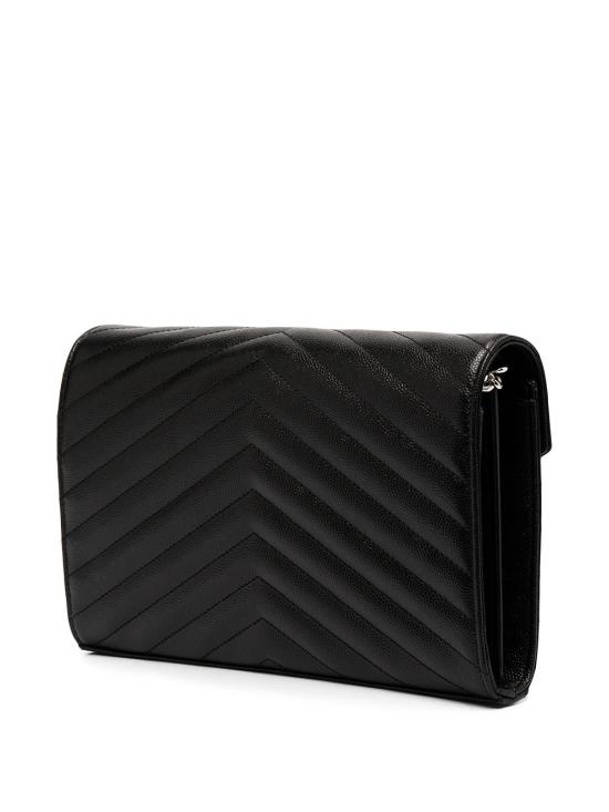 26FW 생로랑 그랑 드 뿌드르 엠보스드 레더 카산드라 마틀라세 체인 지갑 377828BOW02 1000 - SAINT LAURENT