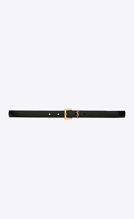 26FW 생로랑 카산드라 씬 스퀘어 버클 벨트 554465DTI0W 1000 NERO