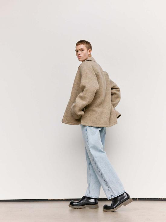  질샌더 자켓 질 샌더 펀 펠티드 울 멜란지 지퍼 셔츠 - JIL SANDER