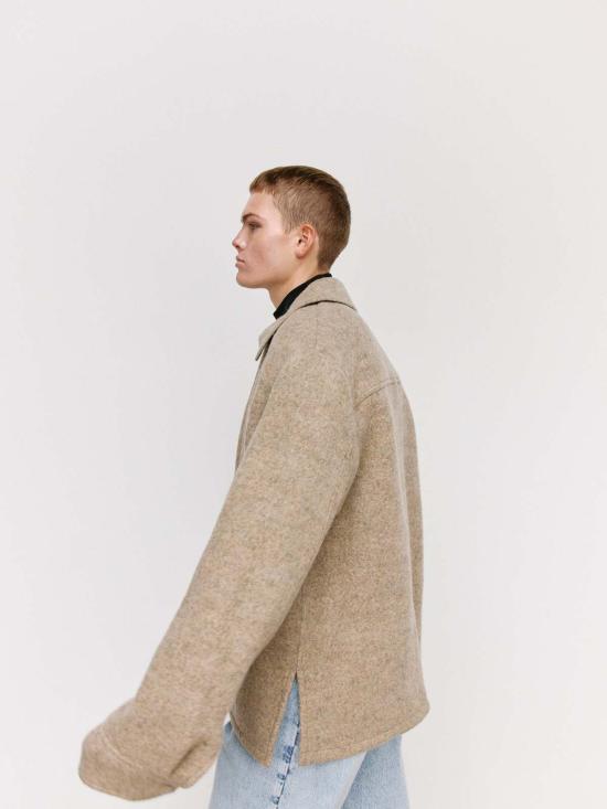  질샌더 자켓 질 샌더 펀 펠티드 울 멜란지 지퍼 셔츠 - JIL SANDER