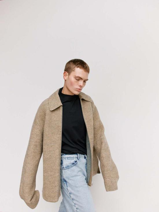  질샌더 자켓 질 샌더 펀 펠티드 울 멜란지 지퍼 셔츠 - JIL SANDER