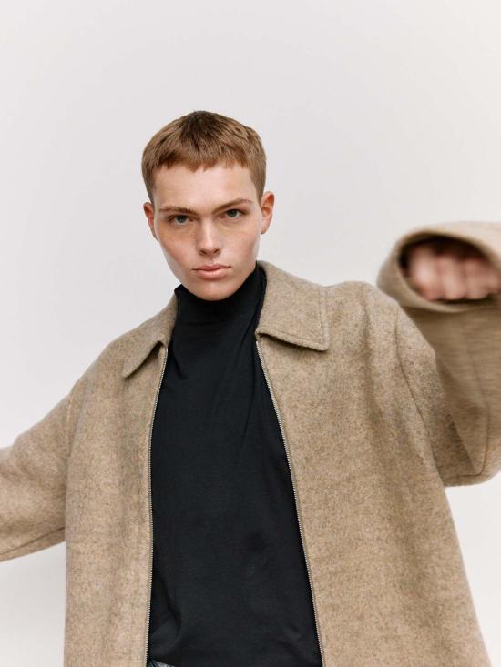  질샌더 자켓 질 샌더 펀 펠티드 울 멜란지 지퍼 셔츠 - JIL SANDER