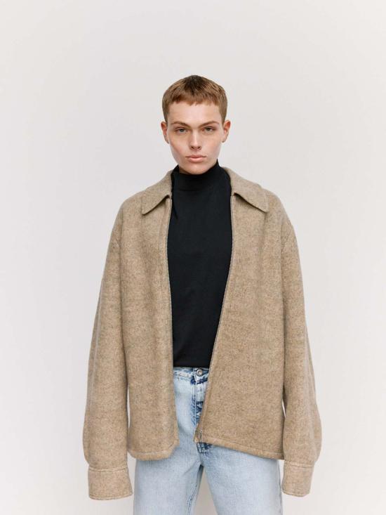  질샌더 자켓 질 샌더 펀 펠티드 울 멜란지 지퍼 셔츠 - JIL SANDER