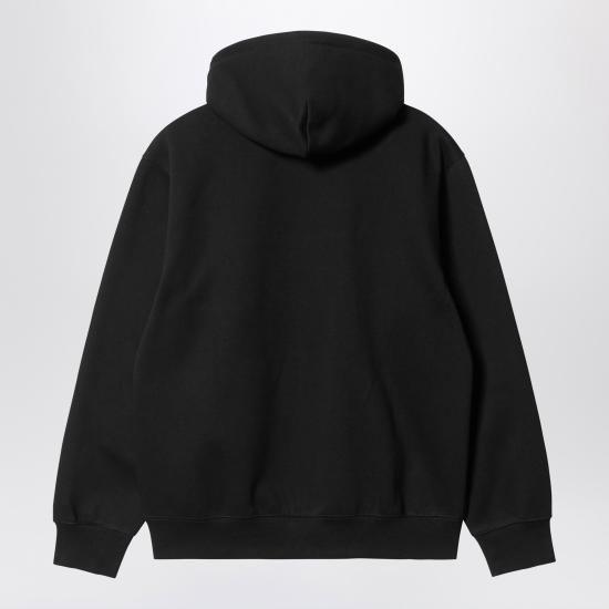 26FW 칼하트 WIP 로고 후드 티셔츠 I030547CO Black - CARHARTT WIP