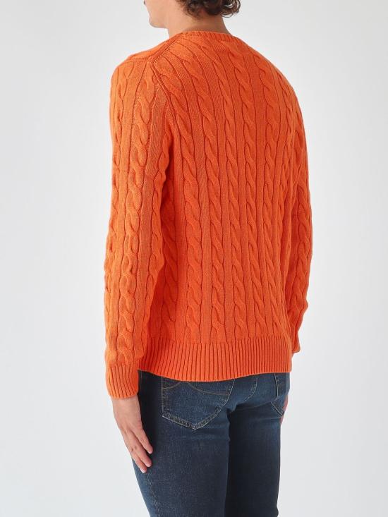 26FW 폴로 랄프로렌 로고 자수 케이블 니트 스웨터 710775885 551 Orange - POLO RALPH LAUREN