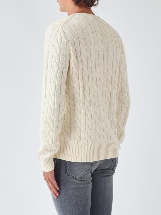 26FW 폴로 랄프로렌 로고 자수 케이블 니트 스웨터 710775885 024 Yellow Cream - POLO RALPH LAUREN