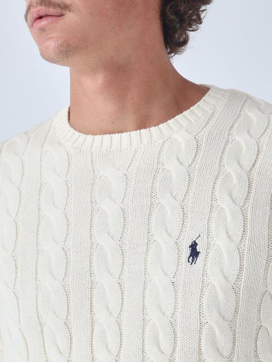 26FW 폴로 랄프로렌 로고 자수 케이블 니트 스웨터 710775885 024 Yellow Cream - POLO RALPH LAUREN