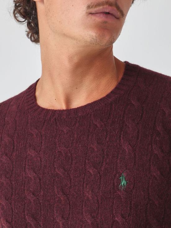 26FW 폴로 랄프로렌 케이블 니트 스웨터 710876762 011 Burgundy - POLO RALPH LAUREN