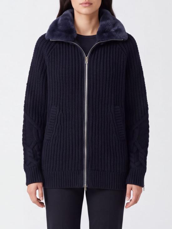 26FW 에르노 컬러 케이블 니트 가디건 MC000203D70016 9200 Navy