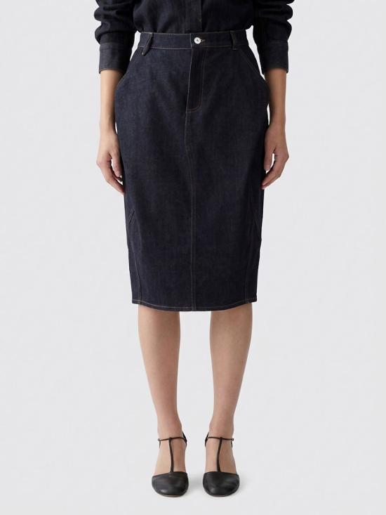 26FW 자크뮈스 데님 펜슬 스커트 SKW00701AD00041 390 Blue