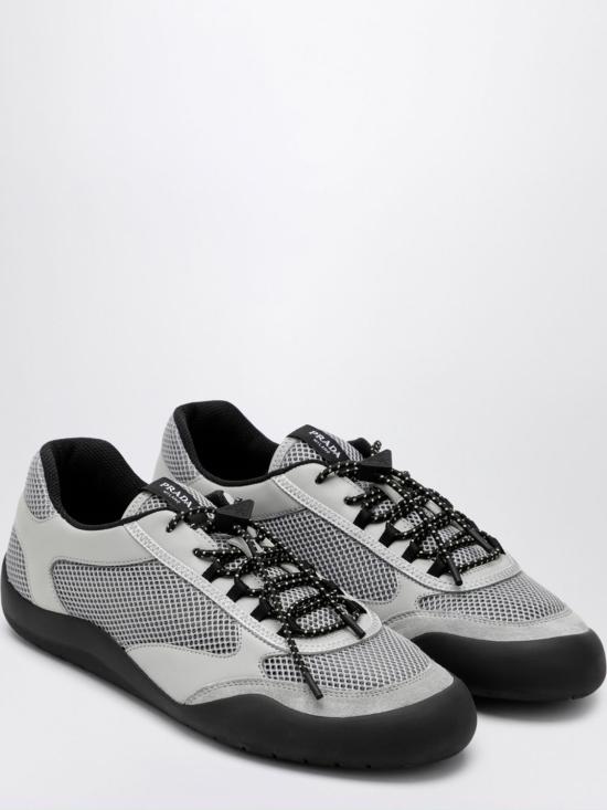 26FW 프라다 스피드락 레더 앤 메쉬 패브릭 스니커즈 2EE468FG0003ZM0 F0031 Grey - PRADA
