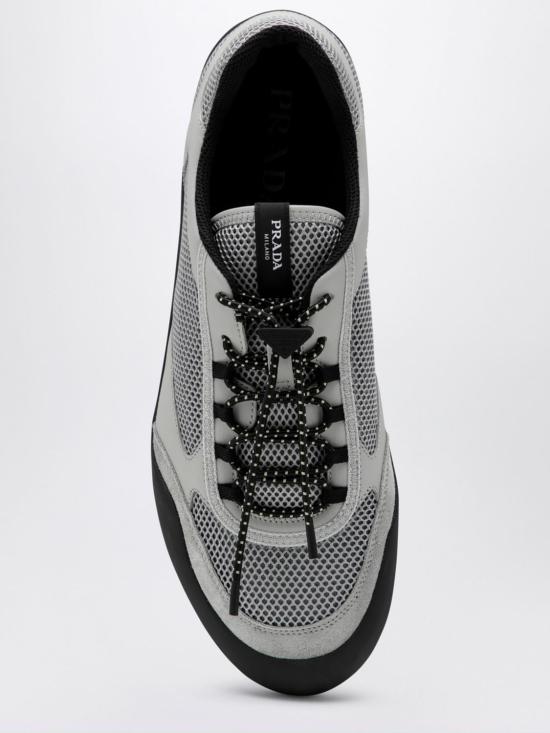 26FW 프라다 스피드락 레더 앤 메쉬 패브릭 스니커즈 2EE468FG0003ZM0 F0031 Grey - PRADA