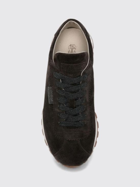 26FW 브루넬로 쿠치넬리 샤이니 탭 디테일 스웨이드 러닝 스니커즈 MZSFG2110P C9795 Grey - BRUNELLO CUCINELLI