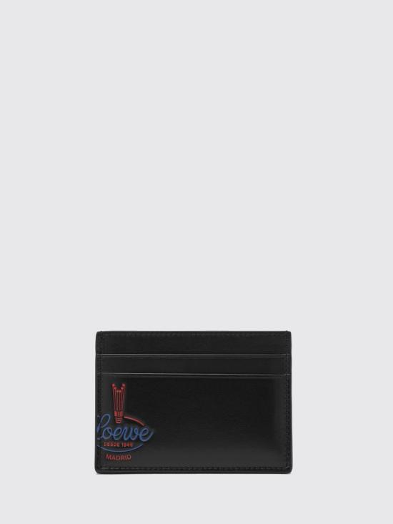 26FW 로에베 로고 프린트 샤이니 카프스킨 플레인 카드홀더 C643322X65 1100 Black
