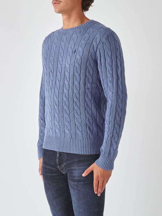 26FW 폴로 랄프로렌 로고 자수 케이블 니트 스웨터 710775885 548 Avion - POLO RALPH LAUREN