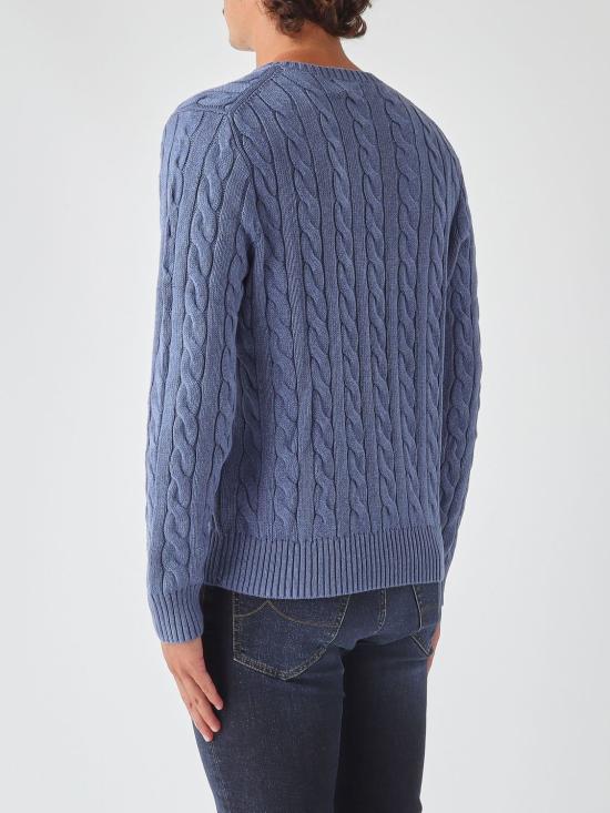 26FW 폴로 랄프로렌 로고 자수 케이블 니트 스웨터 710775885 548 Avion - POLO RALPH LAUREN