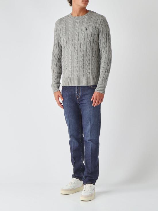 26FW 폴로 랄프로렌 로고 자수 케이블 니트 스웨터 710775885 013 Grey - POLO RALPH LAUREN
