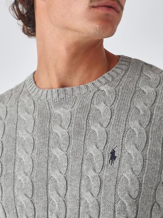 26FW 폴로 랄프로렌 로고 자수 케이블 니트 스웨터 710775885 013 Grey - POLO RALPH LAUREN