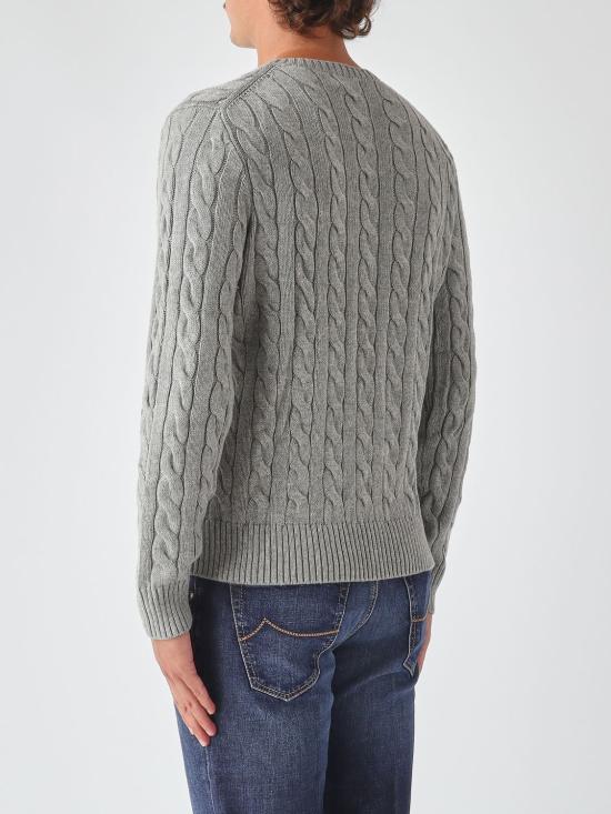 26FW 폴로 랄프로렌 로고 자수 케이블 니트 스웨터 710775885 013 Grey - POLO RALPH LAUREN