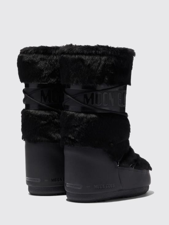 26FW 문부츠 아이콘 포우 퍼 부츠 1408900 N001 Black - MOON BOOT
