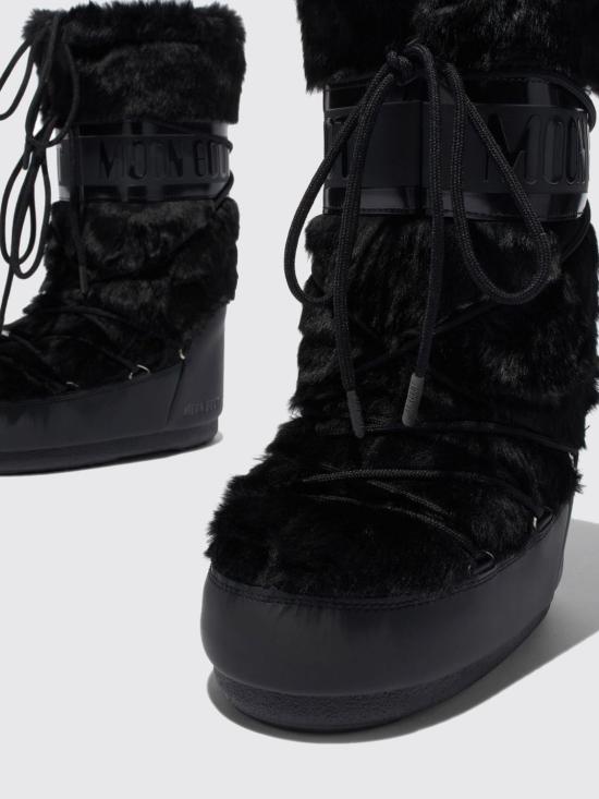 26FW 문부츠 아이콘 포우 퍼 부츠 1408900 N001 Black - MOON BOOT