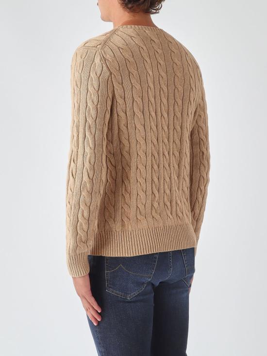 26FW 폴로 랄프로렌 로고 자수 케이블 니트 스웨터 710775885 014 Camel - POLO RALPH LAUREN