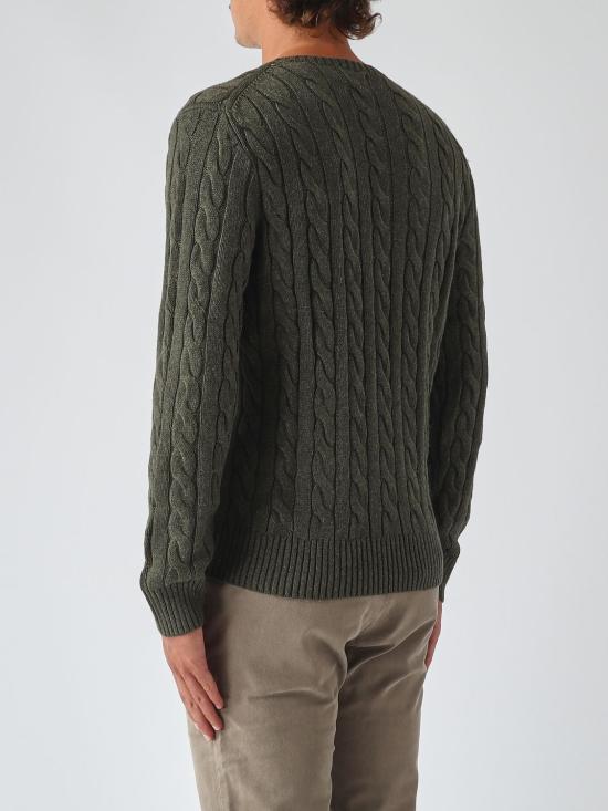 26FW 폴로 랄프로렌 로고 자수 케이블 니트 스웨터 710775885 554 Olive - POLO RALPH LAUREN