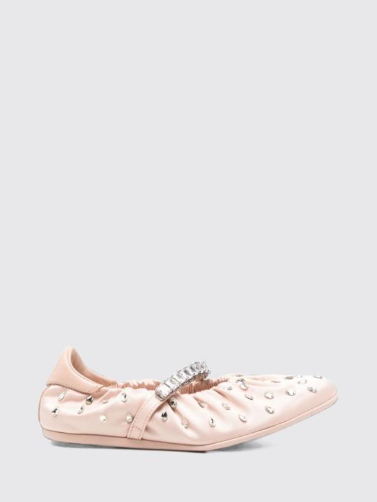 26FW 지미추 플랫 슈즈 JADEBALLERINAQEP MACARON CRYSTAL Pink