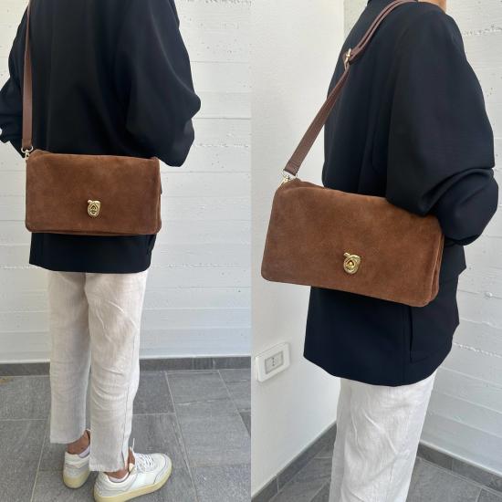  Zh leather Bags 크로스백 Zh 가죽 가방 블레이크 스웨이드 핸드백 코냑 - OTHER BRANDS