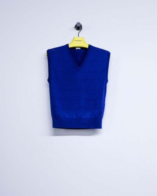  질샌더 베스트 질 샌더 울 포인트엘 브이넥  블루벨 - JIL SANDER