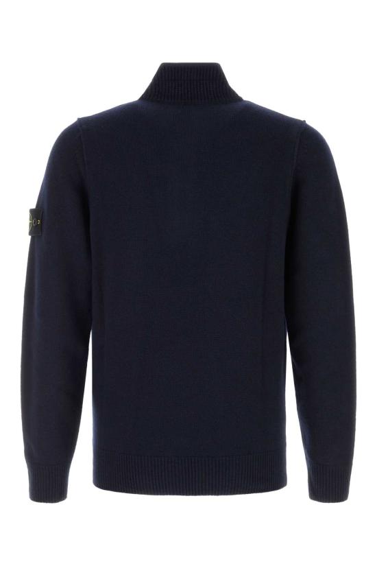 26FW 스톤 아일랜드 로고 패치 하이넥 버튼 울 스웨터 L2S155100040S00A3 V0020 NAVY - STONE ISLAND