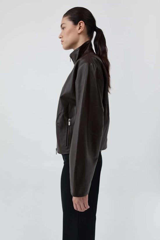 26FW 세인트아그니 가죽 자켓 세인트 아그니 코쿤 지퍼 가죽 재킷 초콜릿 - ST.AGNI