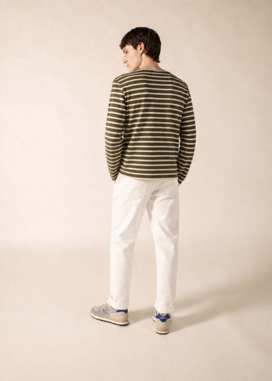  세인트제임스 긴팔 티셔츠 Saint James Meridien Moderne Breton 셔츠 모스 그린/에크루 - SAINT JAMES