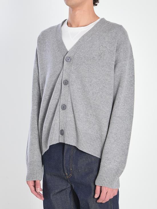 26FW 아미 톤온톤 하트 로고 캐시미어 울 가디건 HKC371KN0071 050 GREY - AMI