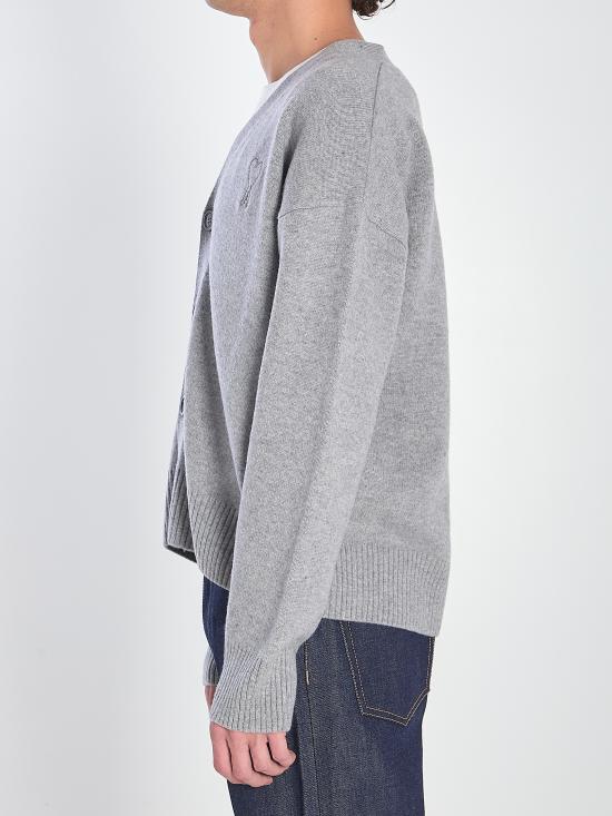 26FW 아미 톤온톤 하트 로고 캐시미어 울 가디건 HKC371KN0071 050 GREY - AMI
