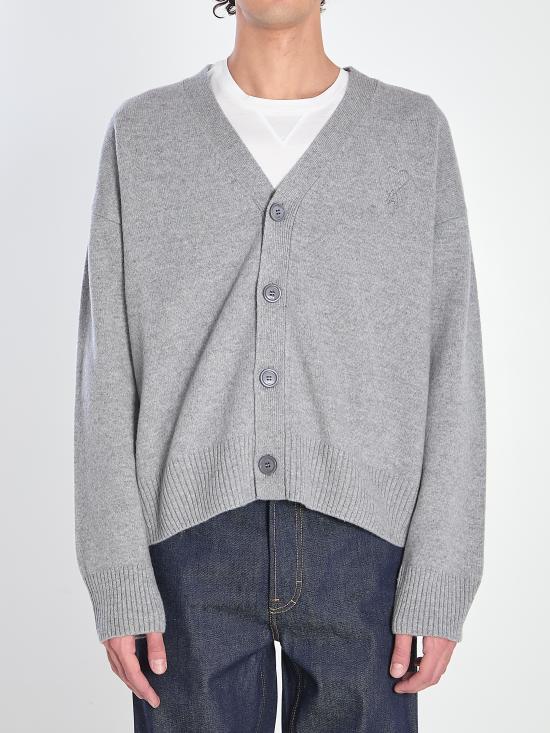 26FW 아미 톤온톤 하트 로고 캐시미어 울 가디건 HKC371KN0071 050 GREY