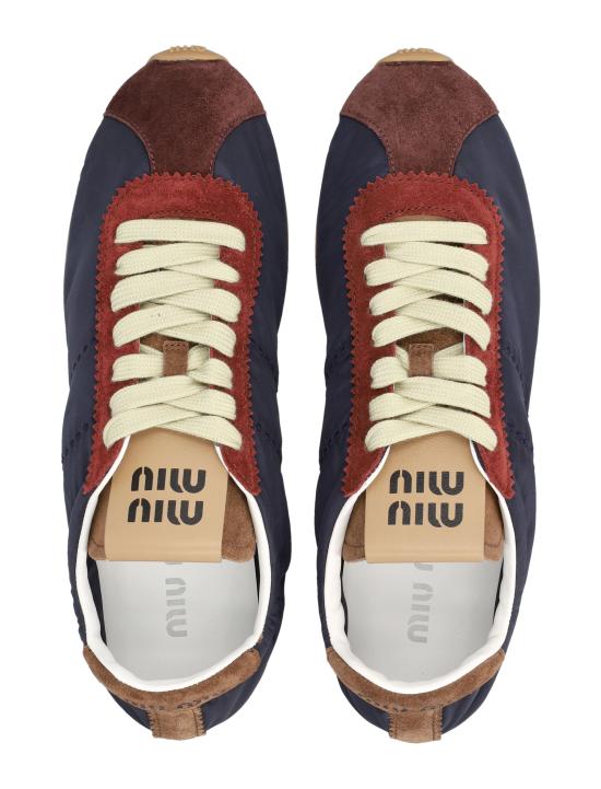 26FW 미우미우 플룸 블리치 스니커즈 5E114ELQ0 F041L BLUE BURGUNDY - MIU MIU