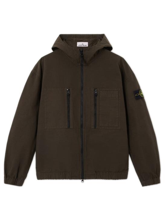 26FW 스톤 아일랜드 오가닉 코튼 립스톱 후드 오버셔츠 L2S151200011S0211V0078 COAL GREY